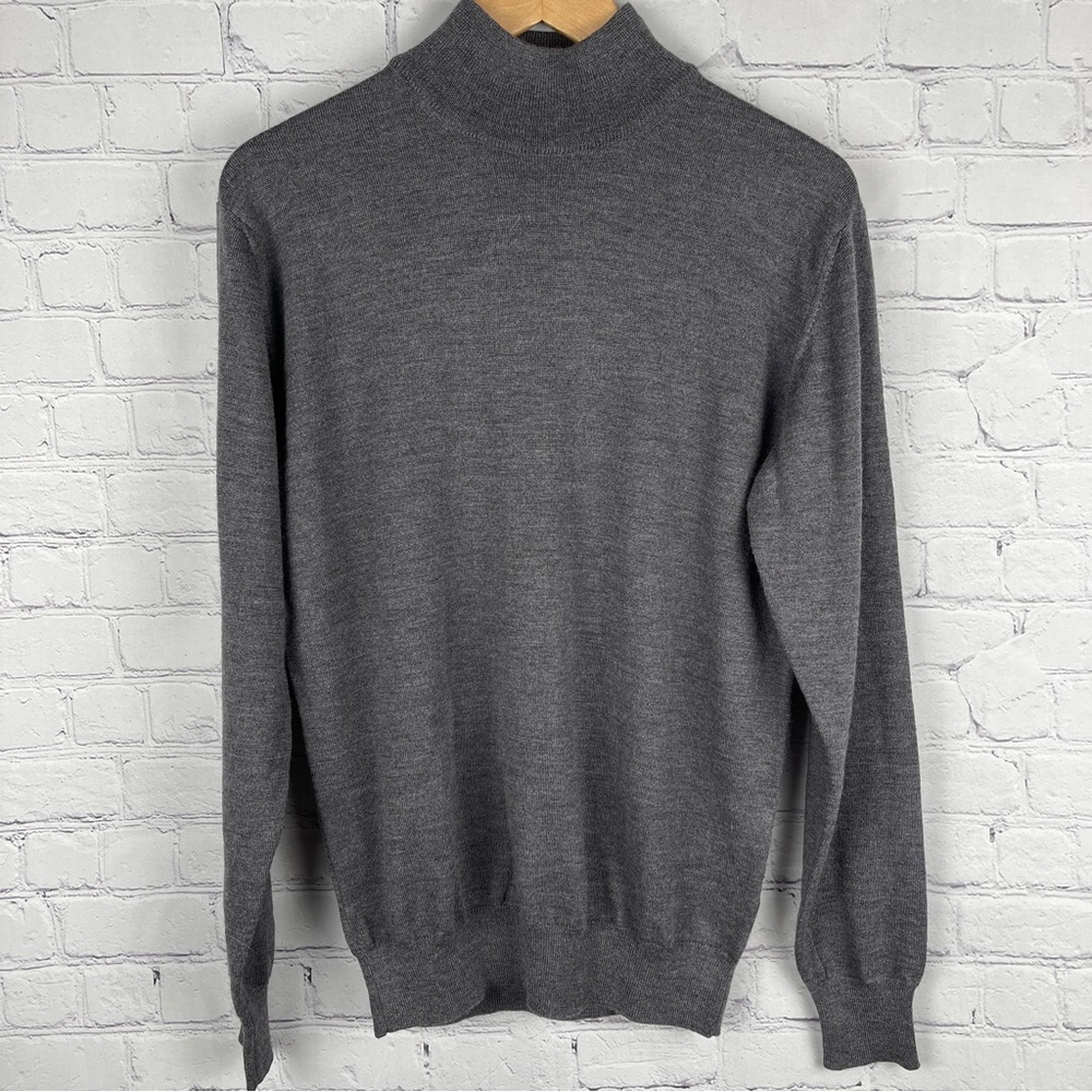 BALTHAZAR men's 100% extra fine merino wool mockneck sweater, size M